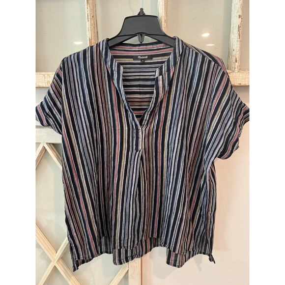 Madewell size medium striped popover top - Picture 1 of 3
